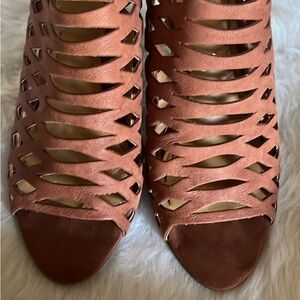 Nine West Smiley Days, 6.5 Leather Upper High Heel, 0113, Strap Sandel